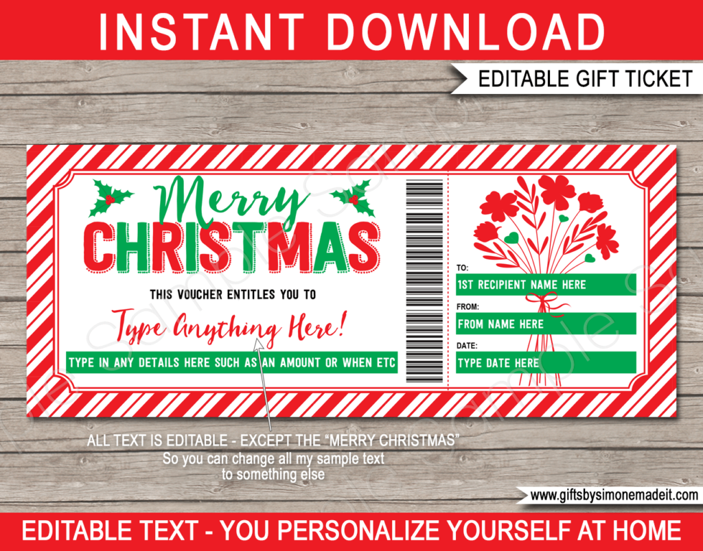 Christmas Gift Certificate Template | Editable & Printable Gift Vouchers