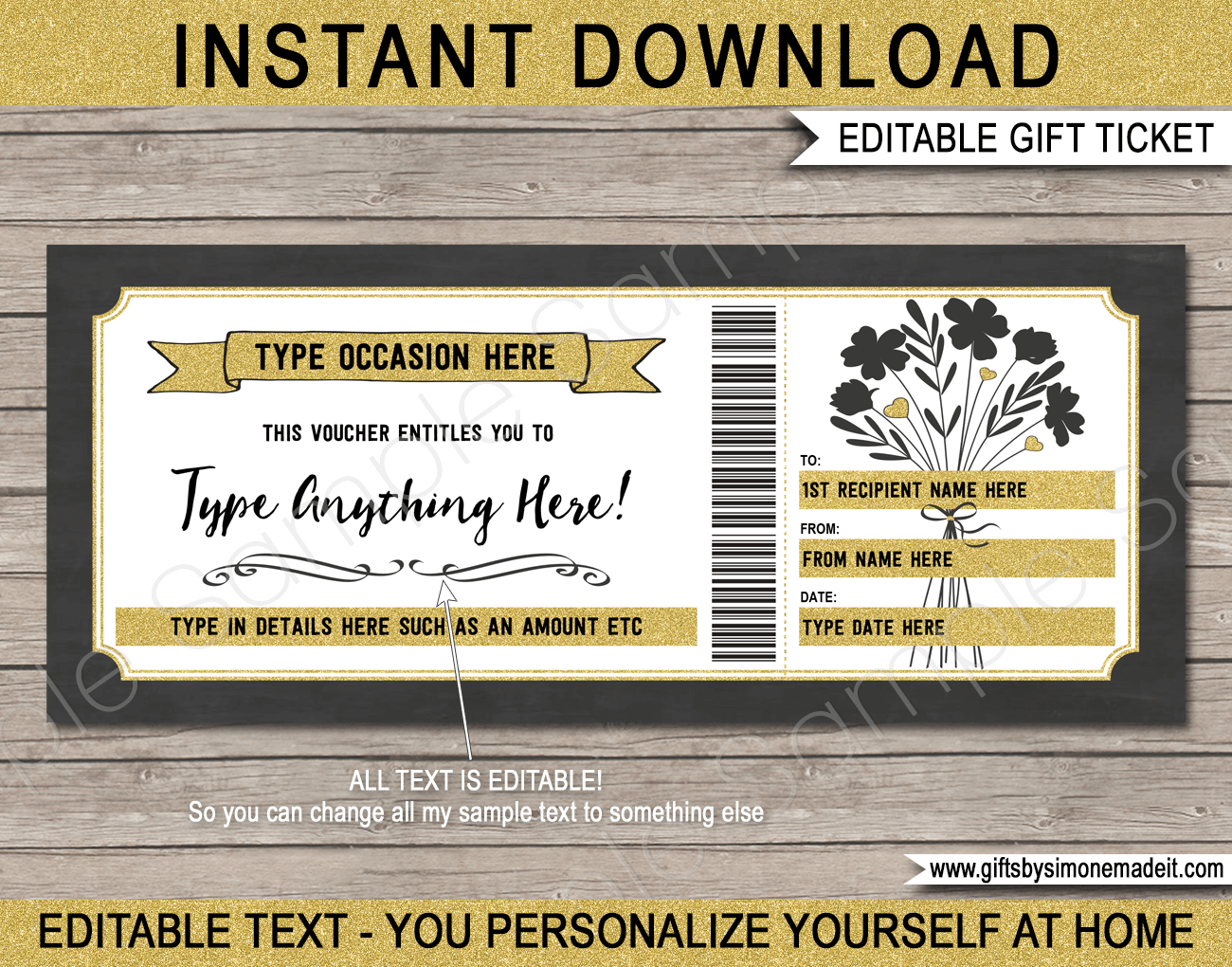 Baseball Gift Voucher Template, Printable PDF - My Party Design