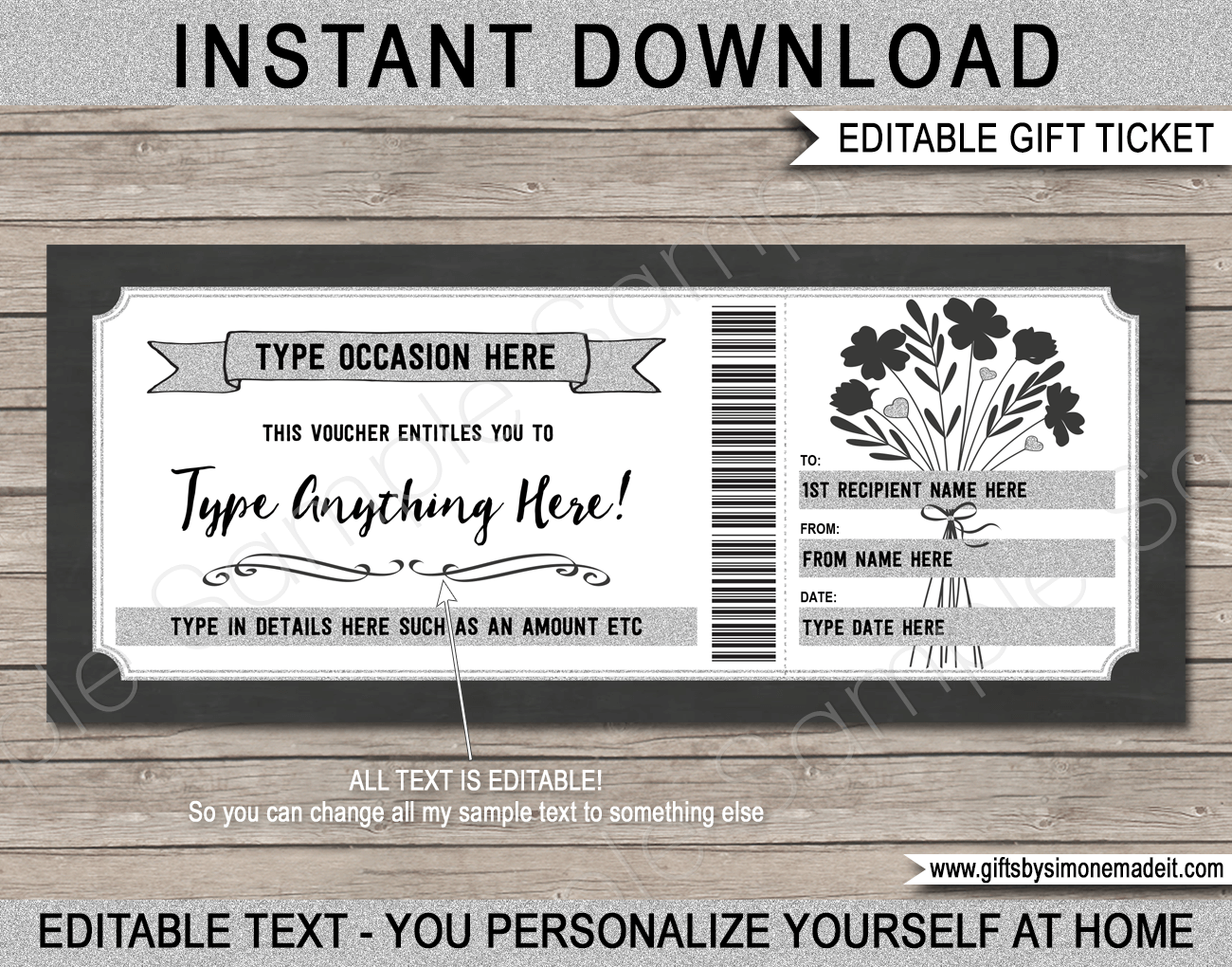Gift certificate, gift card, Voucher, Coupon template with floral