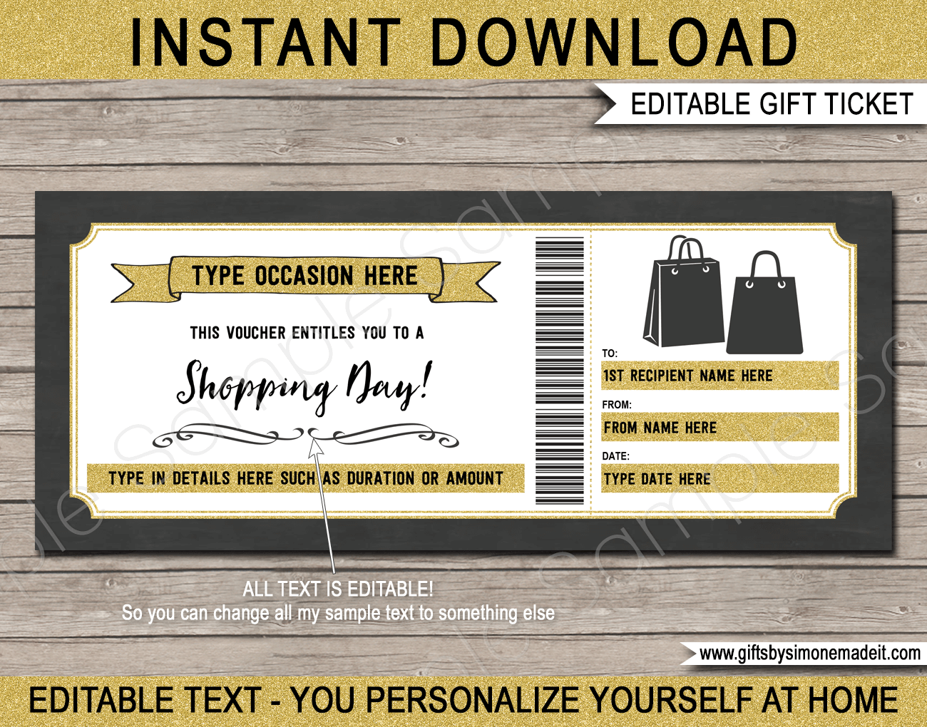 Christmas Shopping Day Gift Voucher Template Printable Gift Certificate