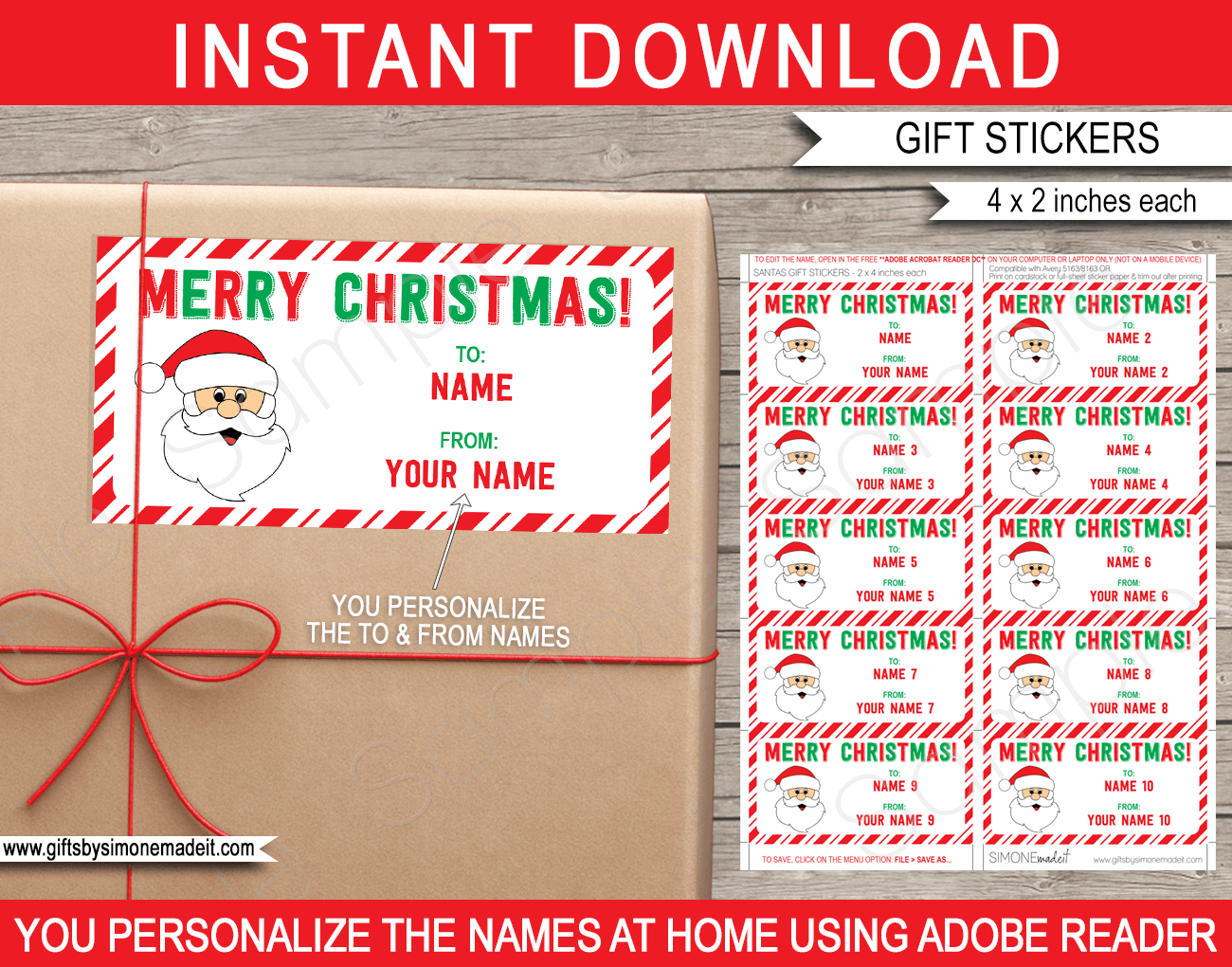 Christmas Water Bottle Label - Xmas Wrapper - Red Green Christmas Party  Favors - Printable Merry Christmas Labels - INSTANT DOWNLOAD