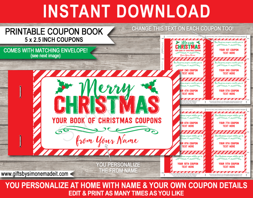 Printable Christmas Coupon Book Template | DIY Personalized Coupons