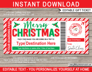 Christmas Gift Labels Template (Santa Claus) - from Your Name - red & green