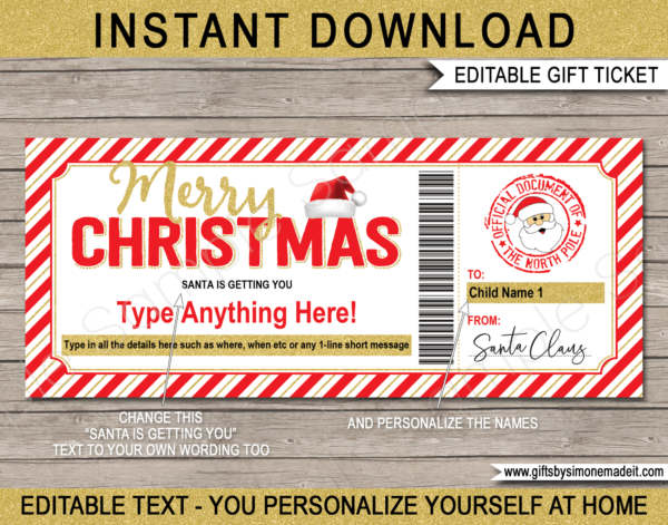 Christmas Gift Certificate Template | Editable & Printable Gift Vouchers