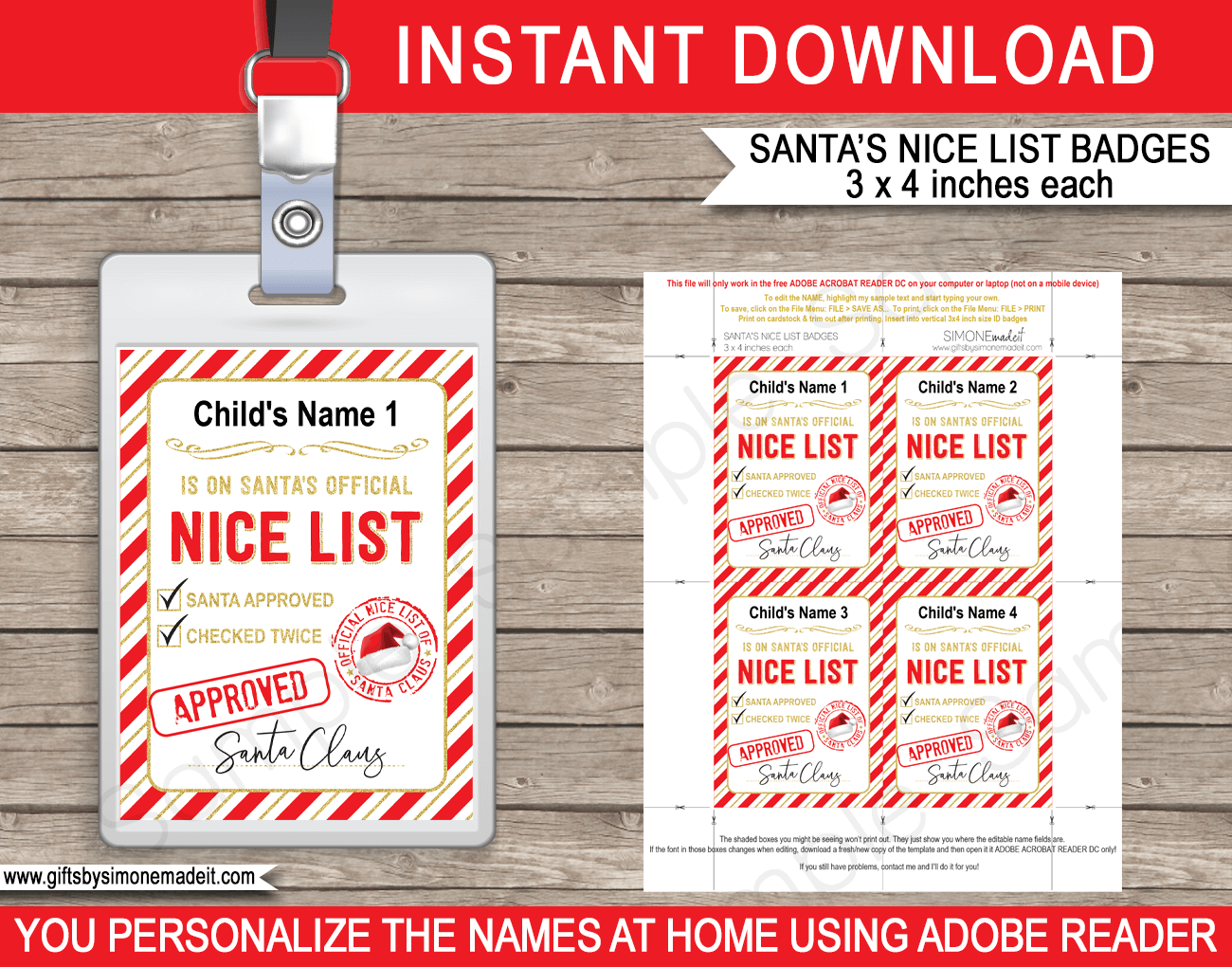 Santa's Official Naughty List Warning Certificate - red & green