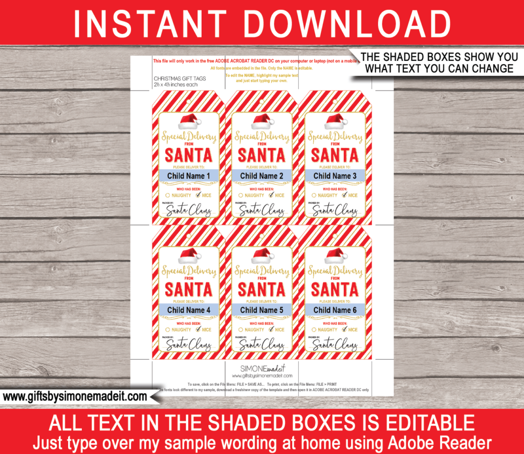 From Santa Tags Printable Template 