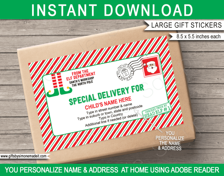 Elf Mail Address Labels Template | Elf on the Shelf | Christmas Gift Tags