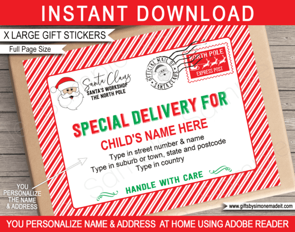 Christmas Gift Label from Santa Template | North Pole Mail Printable Tags