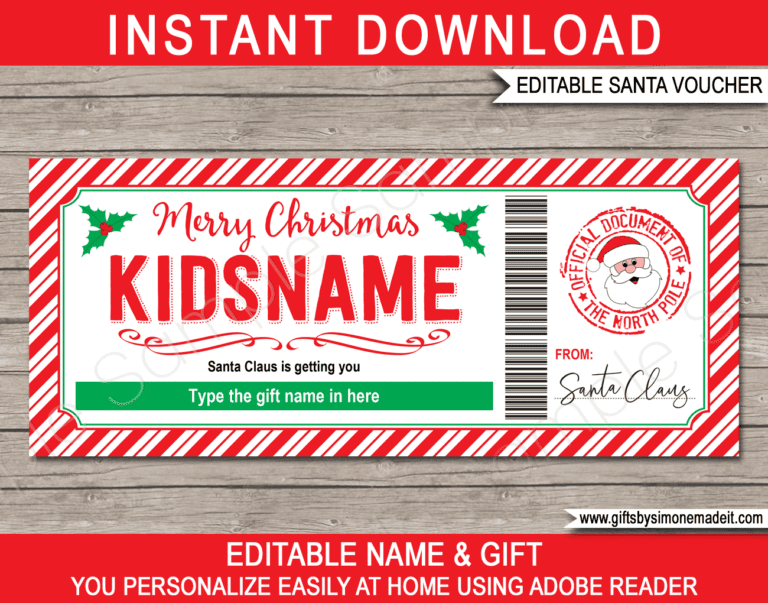 Santa Gift Certificate Template | Printable Christmas Gift Card