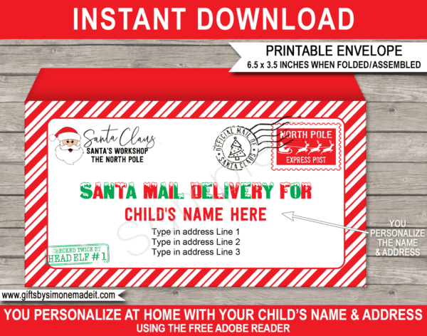 Printable Santa Envelope Template | North Pole Post | Christmas Mail