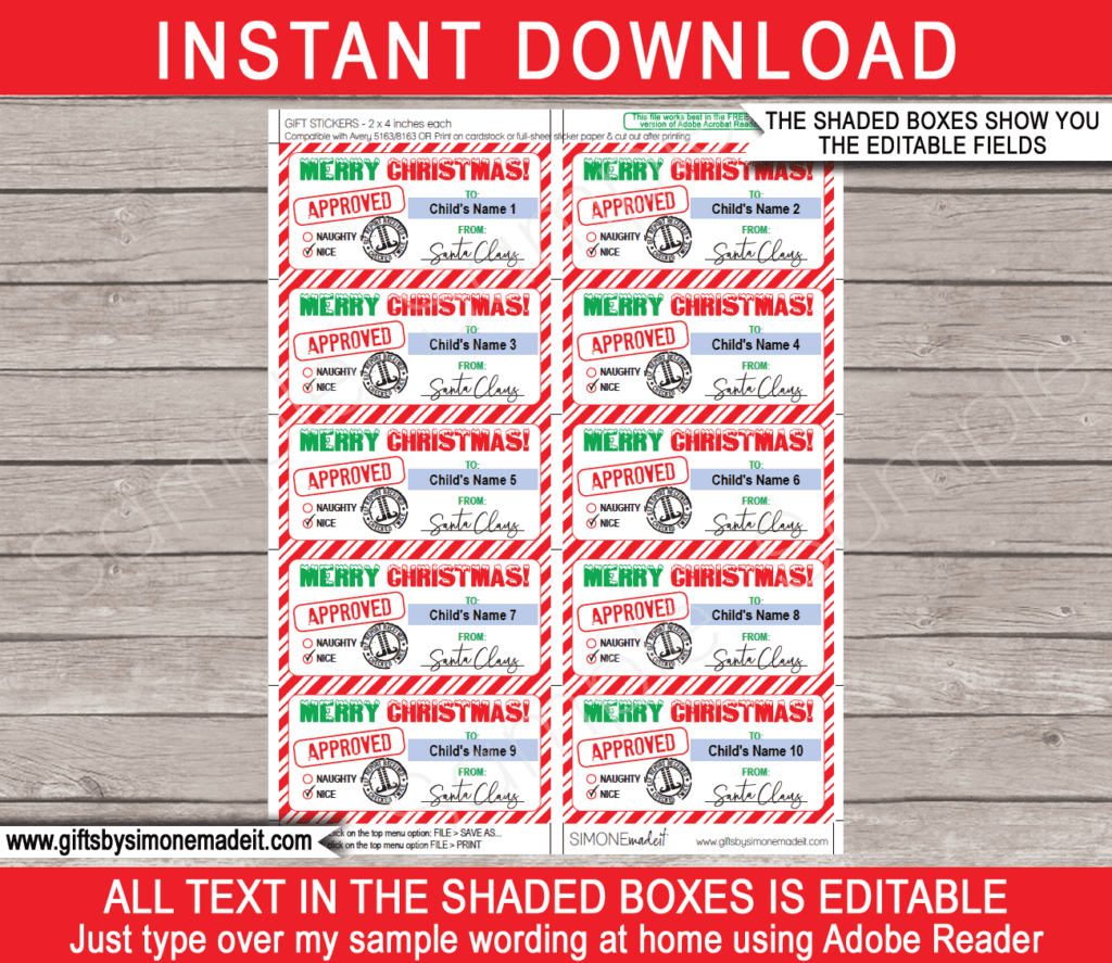 Printable From Santa Gift Tags Template | Christmas Gift Labels