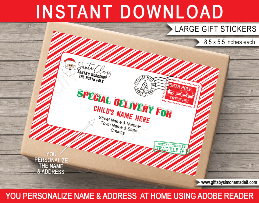 Address Labels from Santa Template | Printable Christmas Gift Tag