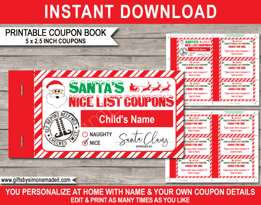 Printable Christmas Coupon Book Template | DIY Personalized Coupons