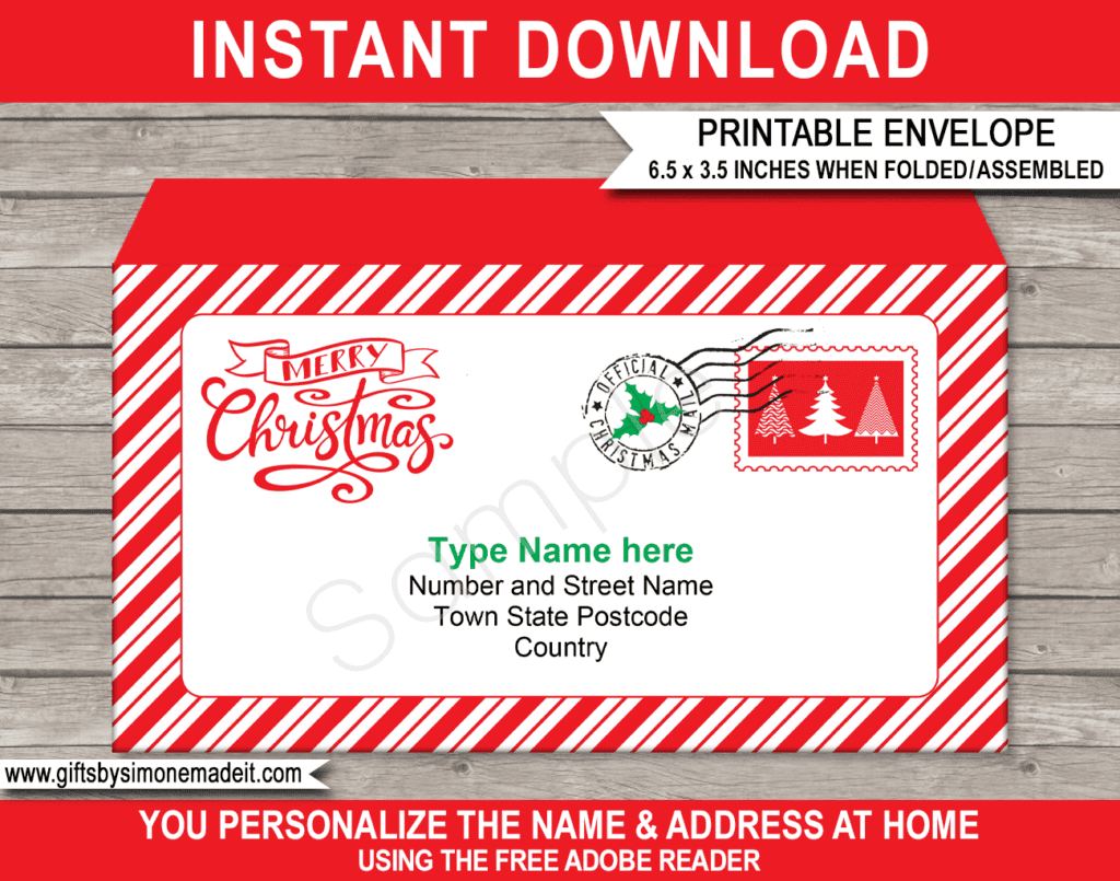 Merry Christmas Envelope Template | Hand Delivered Christmas Mail