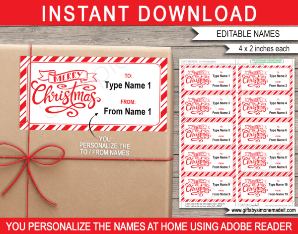 Merry Christmas Gift Labels Template | Printable Stickers